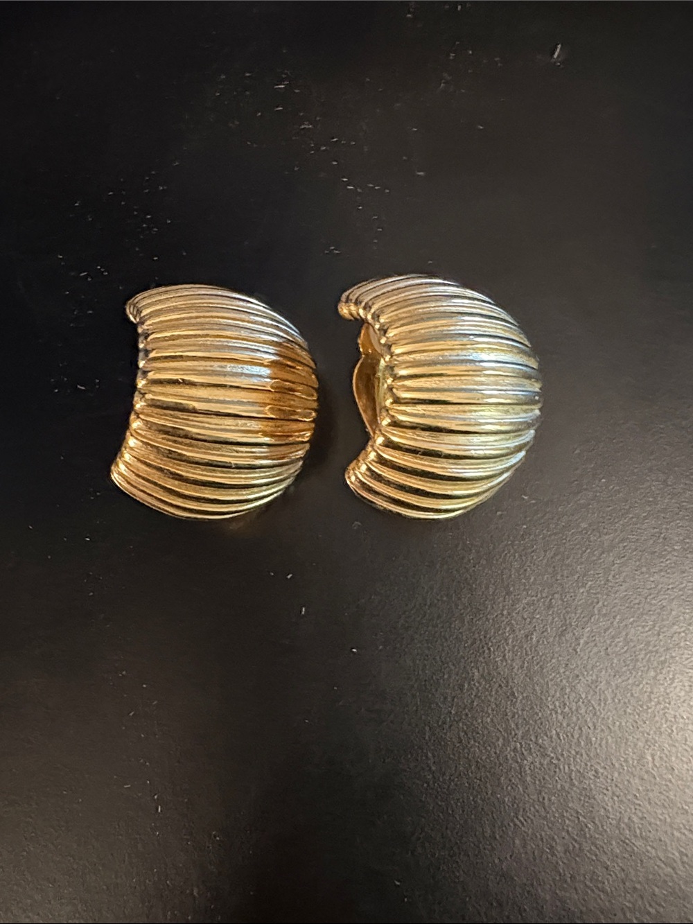Givenchy New York Gold Ribbed Clip-On Earrings